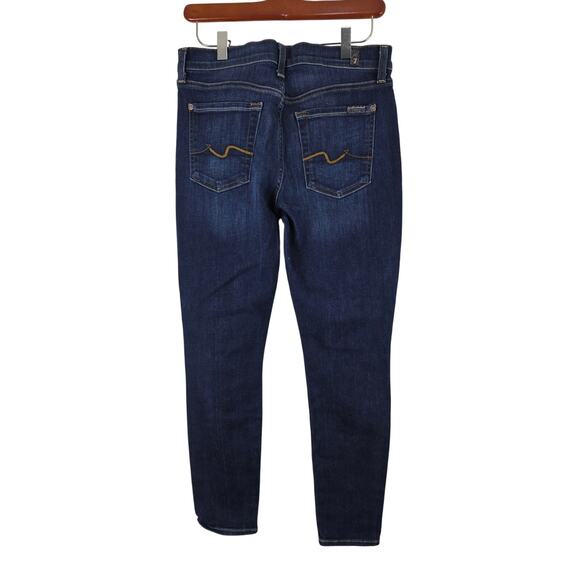 7 For All Mankind Gwenevere Ankle Jeans 30 Womens Skinny Mid Rise Dark Wash - Picture 1 of 7